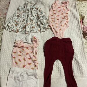 Pink and White Kids Blouse and Bodysuit Set
